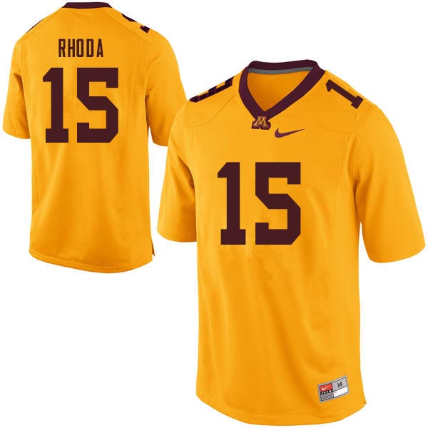 Men #15 Conor Rhoda Minnesota Golden Gophers College Football Jerseys Sale-Gold